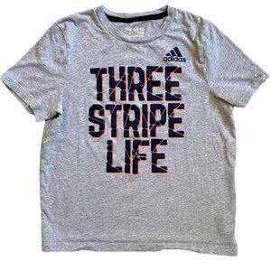 Adidas Gray Short Sleeve Tee Three Stripe Life